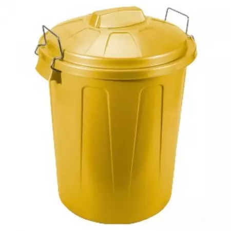 Cubo Basura 70L Amarillo Resistente con Asas y Cierres Metalicos Cubo Basura 70L Amarillo Resistente con Asas y Cierres Metalicos