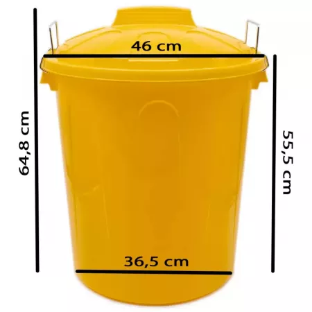 Cubo Basura 70L Amarillo Resistente con Asas y Cierres Metalicos Cubo Basura 70L Amarillo Resistente con Asas y Cierres Metalicos