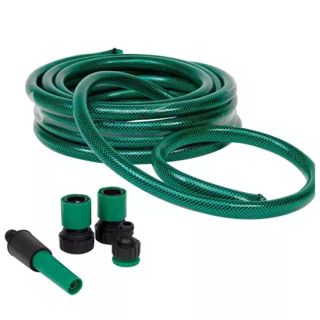 Manguera flexible PVC 15m 12mm con accesorios y boquilla ajustable Manguera flexible PVC 15m 12mm con accesorios y boquilla ajustable