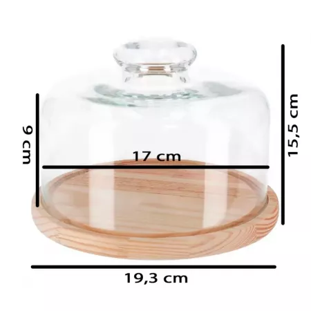 Quesera natural con tapa de cristal transparente Ø19,3 cm Quesera natural con tapa de cristal transparente Ø19,3 cm