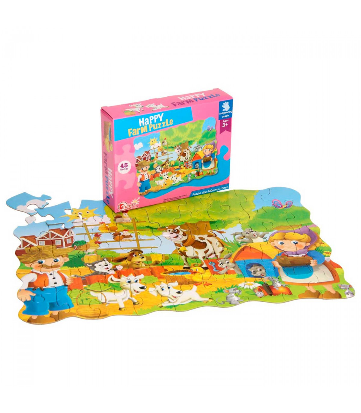Puzzle infantil 45 piezas, rompecabezas para niños x 31 cm, jigsaw puzzle a partir 3 años, animales de granj