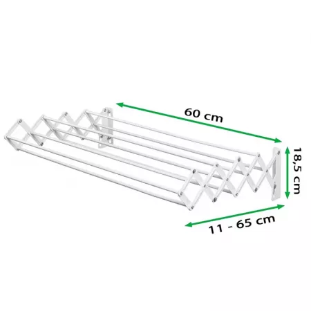 Tendedero Pared Blanco Extensible 5,4 m Plegable 9 Varillas Tendedero Pared Blanco Extensible 5,4 m Plegable 9 Varillas