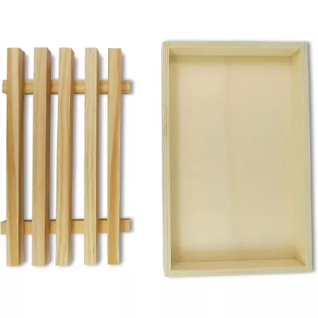 Tabla para cortar pan con bandeja recogemigas, madera natural Tabla para cortar pan con bandeja recogemigas, madera natural