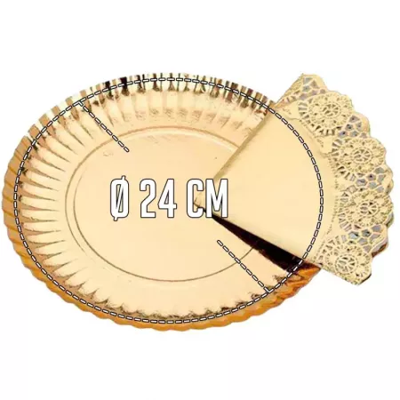 Bandeja Dorada con Encaje para Tartas, 24 cm - Elegancia y Estilo Bandeja Dorada con Encaje para Tartas, 24 cm - Elegancia y Estilo