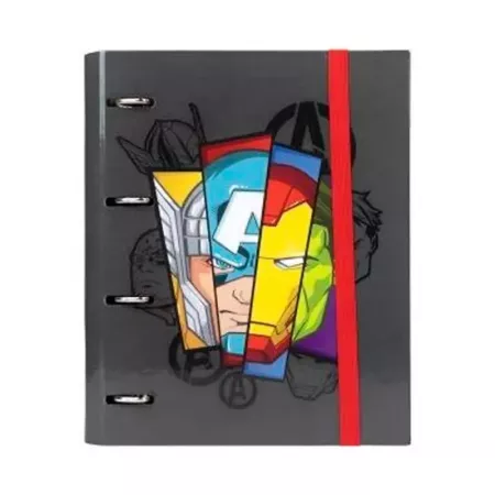 Carpeta Marvel Vengadores A4 negra, cierre con goma oficial Carpeta Marvel Vengadores A4 negra, cierre con goma oficial