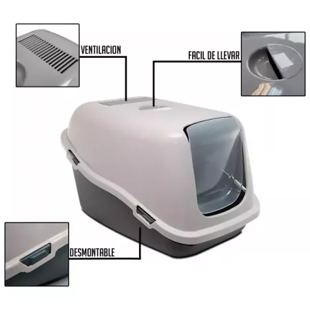 Arenero Cubierto para Gatos Ventilado, Resistente y Práctico
