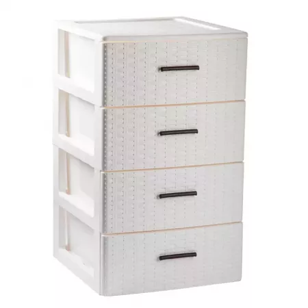 Cajonera 4 Cajones Rin Rattan Blanca, Resistente y Práctica Cajonera 4 Cajones Rin Rattan Blanca, Resistente y Práctica