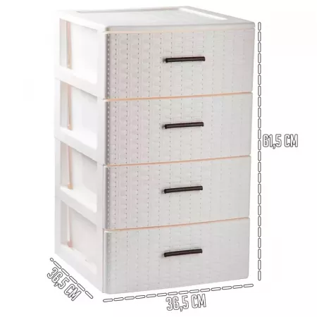 Cajonera 4 Cajones Rin Rattan Blanca, Resistente y Práctica Cajonera 4 Cajones Rin Rattan Blanca, Resistente y Práctica