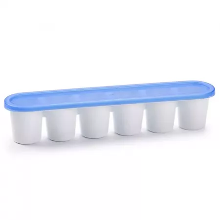 Cubitera 6 cubitos grandes con tapa azul, fácil de usar Cubitera 6 cubitos grandes con tapa azul, fácil de usar