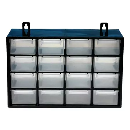 Organizador apilable 16 cajones negro, resistente y transparente Organizador apilable 16 cajones negro, resistente y transparente