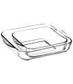 Tradineur - Set de 2 bandejas cuadradas para horno, vidrio borosilicato, molde, fuente transparente, lasaña, aptas para microondas, asar, hornear - 28 y 22 cm