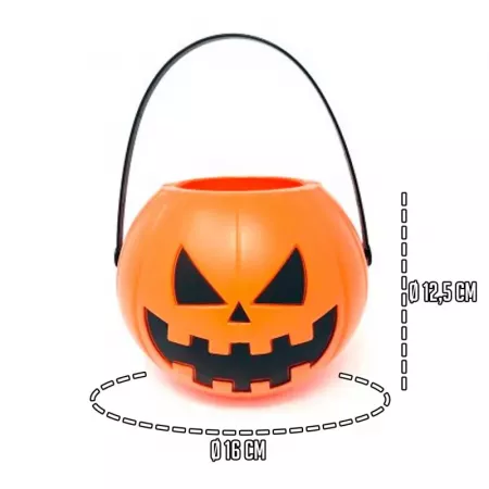 Cesta Halloween Asa Calabaza Naranja-Negro Resistente 16 cm Cesta Halloween Asa Calabaza Naranja-Negro Resistente 16 cm