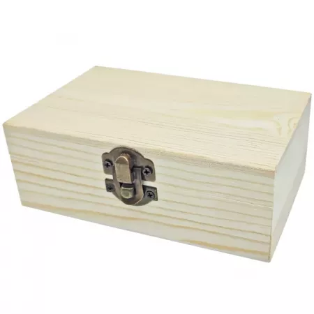 Caja de Madera Natural con Cierre Oro Viejo - 4,9x13,3x8,6 cm Caja de Madera Natural con Cierre Oro Viejo - 4,9x13,3x8,6 cm