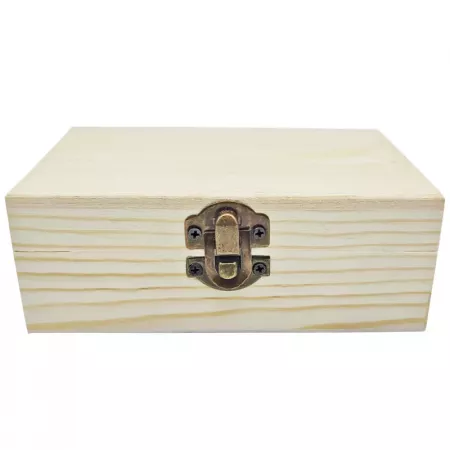 Caja de Madera Natural con Cierre Oro Viejo - 4,9x13,3x8,6 cm Caja de Madera Natural con Cierre Oro Viejo - 4,9x13,3x8,6 cm