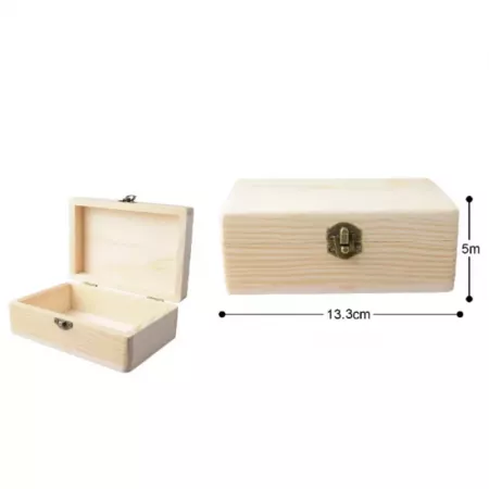Caja de Madera Natural con Cierre Oro Viejo - 4,9x13,3x8,6 cm Caja de Madera Natural con Cierre Oro Viejo - 4,9x13,3x8,6 cm