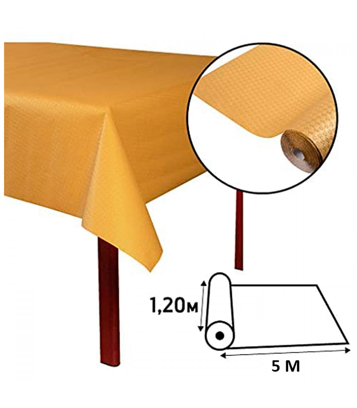 Mantel de papel biodegradable dorado 5 x 1,20 metros, rollo de