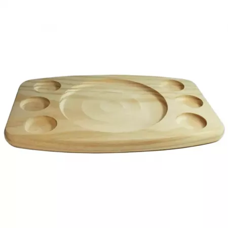 Bandeja de Madera Natural 6 Huecos + Central Ø15 cm Bandeja de Madera Natural 6 Huecos + Central Ø15 cm
