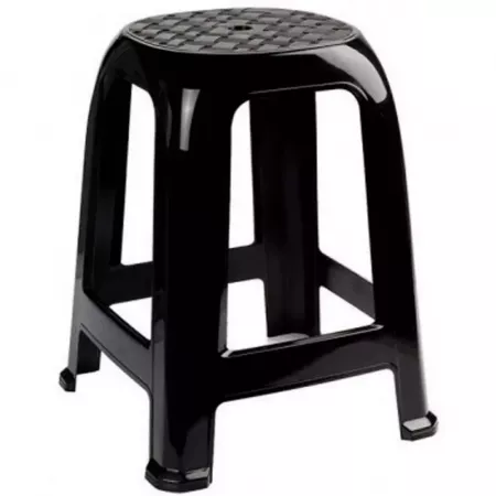 Taburete plástico negro resistente, ligero y estable 46 cm Taburete plástico negro resistente, ligero y estable 46 cm