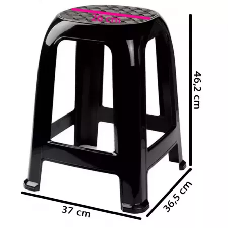 Taburete plástico negro resistente, ligero y estable 46 cm Taburete plástico negro resistente, ligero y estable 46 cm