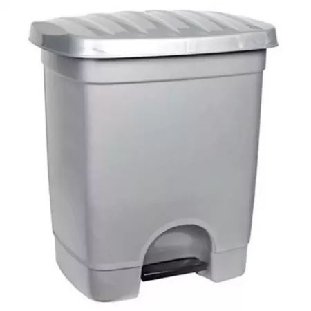 Cubo de basura ecológico 35L con pedal gris plata resistente Cubo de basura ecológico 35L con pedal gris plata resistente