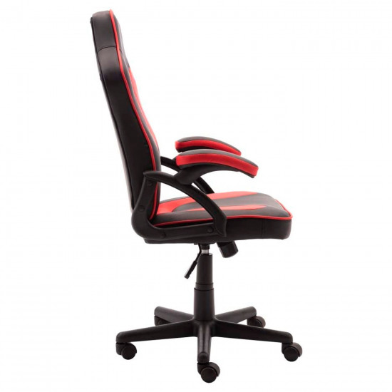 Silla gaming de cuero sintético, ergonómica, negro y azul, silla de oficina  giratoria con ruedas, altura e inclinación ajustable