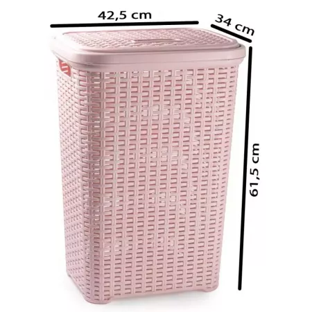 Cesto Ropa Sucia 60L Rosa Palo Imitación Mimbre, Ligero Cesto Ropa Sucia 60L Rosa Palo Imitación Mimbre, Ligero