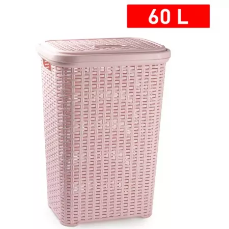 Cesto Ropa Sucia 60L Rosa Palo Imitación Mimbre, Ligero Cesto Ropa Sucia 60L Rosa Palo Imitación Mimbre, Ligero