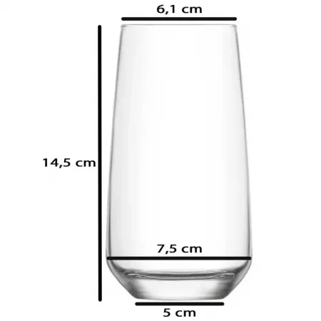 Set 6 Vasos de Cristal Lal 480ml, Resistentes y Elegantes Set 6 Vasos de Cristal Lal 480ml, Resistentes y Elegantes