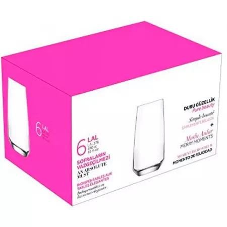 Set 6 Vasos de Cristal Lal 480ml, Resistentes y Elegantes Set 6 Vasos de Cristal Lal 480ml, Resistentes y Elegantes