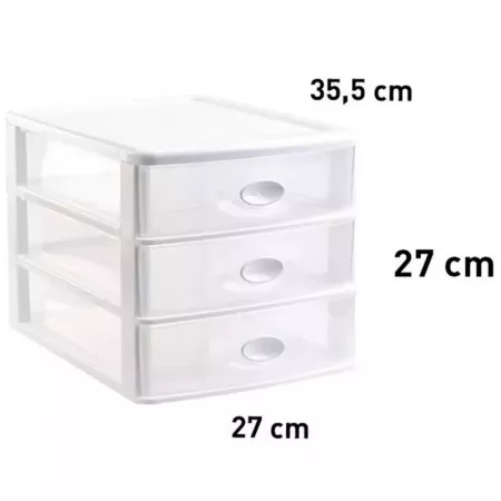 Cajonera Loira 3 cajones Blanco Transparente - Plástico Resistente Cajonera Loira 3 cajones Blanco Transparente - Plástico Resistente