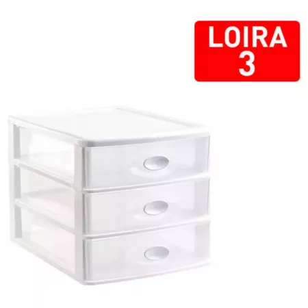 Cajonera Loira 3 cajones Blanco Transparente - Plástico Resistente Cajonera Loira 3 cajones Blanco Transparente - Plástico Resistente