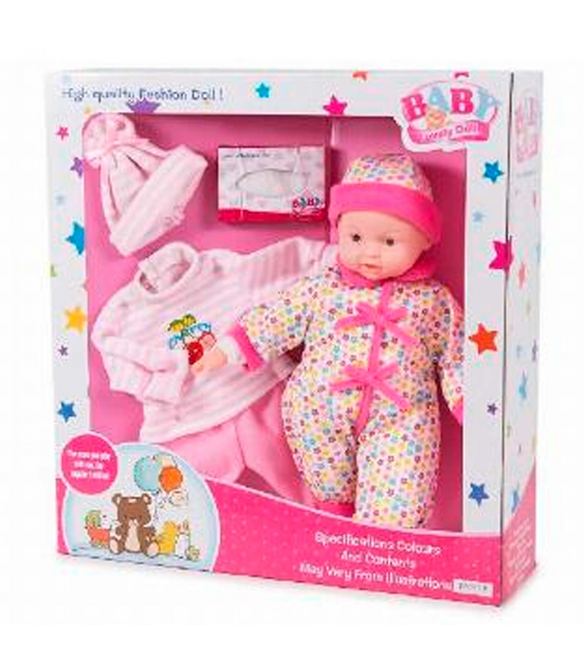Toinsa - Muñeco bebé con sonido y accesorios de ropa surtidos, juguete  muñeca baby con vestidos, dimensiones aproximadas 35 x 26