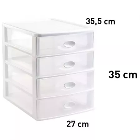 Cajonera Sobremesa Loira 4 Cajones Plástico Resistente Blanca Cajonera Sobremesa Loira 4 Cajones Plástico Resistente Blanca