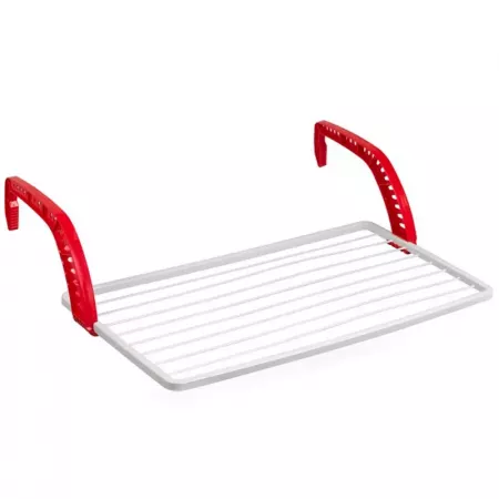 Tendedero Plegable Balcón 10m Blanco y Rojo, 8 Varillas Tendedero Plegable Balcón 10m Blanco y Rojo, 8 Varillas