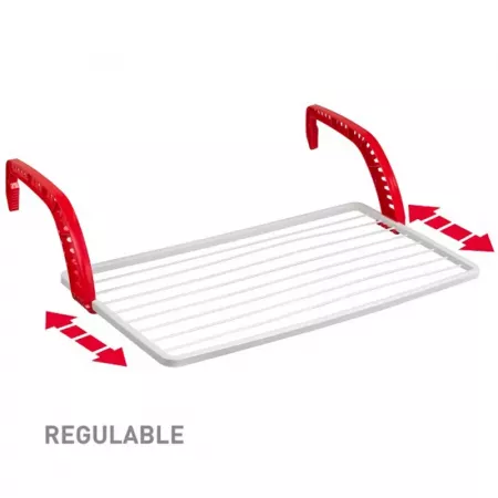 Tendedero Plegable Balcón 10m Blanco y Rojo, 8 Varillas Tendedero Plegable Balcón 10m Blanco y Rojo, 8 Varillas