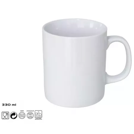 Taza clásica cerámica 330 ml blanca, resistente y práctica Taza clásica cerámica 330 ml blanca, resistente y práctica