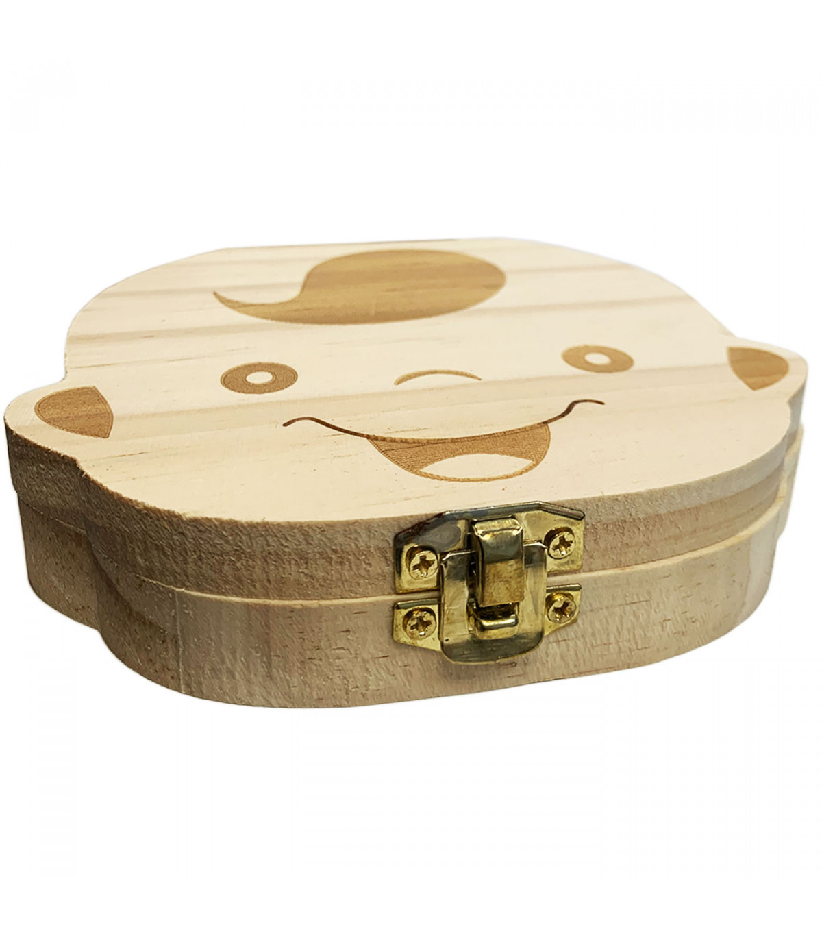 Caja de madera para guardar dientes de leche, bote y pinza