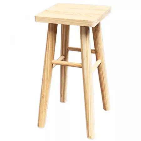 Taburete de Pino Natural Robusto con Asiento Cuadrado 24 cm Taburete de Pino Natural Robusto con Asiento Cuadrado 24 cm