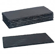 Pack de 6 tablas pizarra rectangulares 30 x 13 cm. Platos llanos de piedra natural, bandejas para servir alimentos, quesos, aperitivos