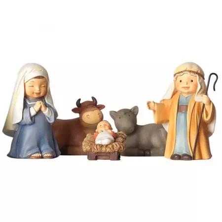 Belén Naïf 5 Figuras Marmolina Pintadas a Mano 9 cm Belén Naïf 5 Figuras Marmolina Pintadas a Mano 9 cm