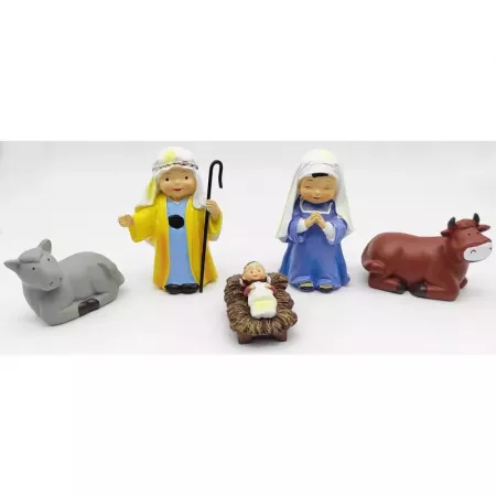 Belén Naïf 5 Figuras Marmolina Pintadas a Mano 9 cm Belén Naïf 5 Figuras Marmolina Pintadas a Mano 9 cm