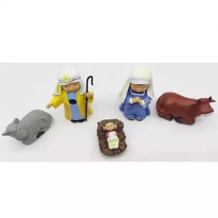 Belén Naïf 5 Figuras Marmolina Pintadas a Mano 9 cm Belén Naïf 5 Figuras Marmolina Pintadas a Mano 9 cm