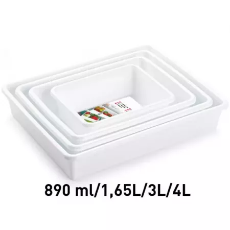 Set 4 Bandejas Blancas PP Alimentario: 890 ml a 4 L Set 4 Bandejas Blancas PP Alimentario: 890 ml a 4 L