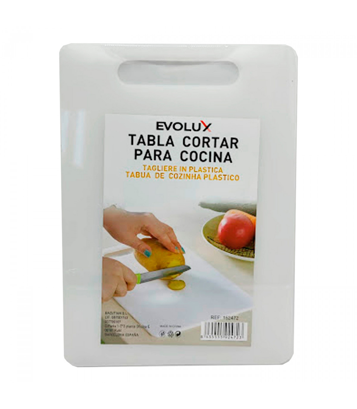 Tabla de cocina para cortar rectangular de plástico, tabla de corte blanca,  preparar, trocear, dimensiones 36 x 24 x 0.7 cm