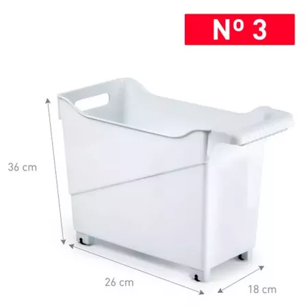 Carrito Multiusos Nº3 Compacto con Ruedas y Asa, Blanco Carrito Multiusos Nº3 Compacto con Ruedas y Asa, Blanco