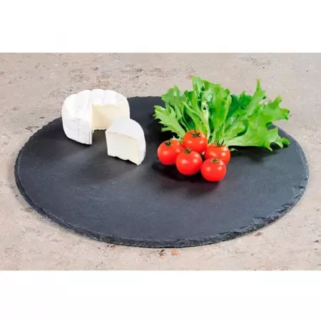 Bandeja de Pizarra Redonda 20 cm Natural con Base Antideslizante Bandeja de Pizarra Redonda 20 cm Natural con Base Antideslizante