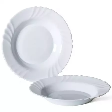 Plato hondo blanco 23 cm opal resistente para sopa fácil limpieza Plato hondo blanco 23 cm opal resistente para sopa fácil limpieza