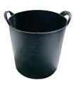 Tradineur - Capazo de plástico 26 litros, 30 x 36 cm, negro. Cesto, cubo flexible, contenedor multifuncional, establo, jardín, alimentación de animales, mezcla, limpieza