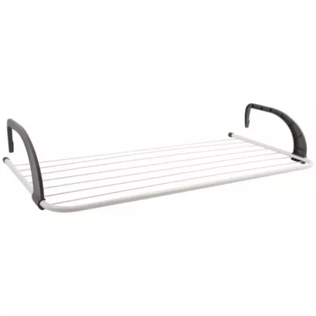 Tendedero plegable 7 m acero blanco, compacto y resistente