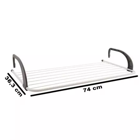 Tendedero plegable 7 m acero blanco, compacto y resistente